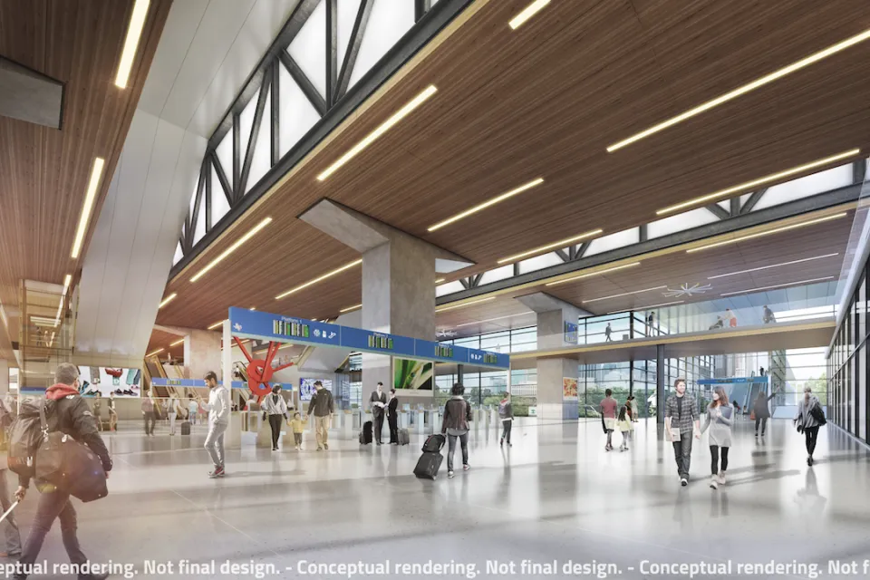 Rendering of proposed Dallas station for Texas Central bullet train.